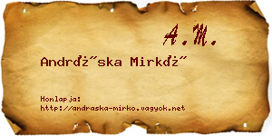 Andráska Mirkó névjegykártya
